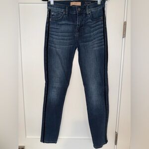 7 for all Mankind Straight Jeans with Black Velvet Stripes